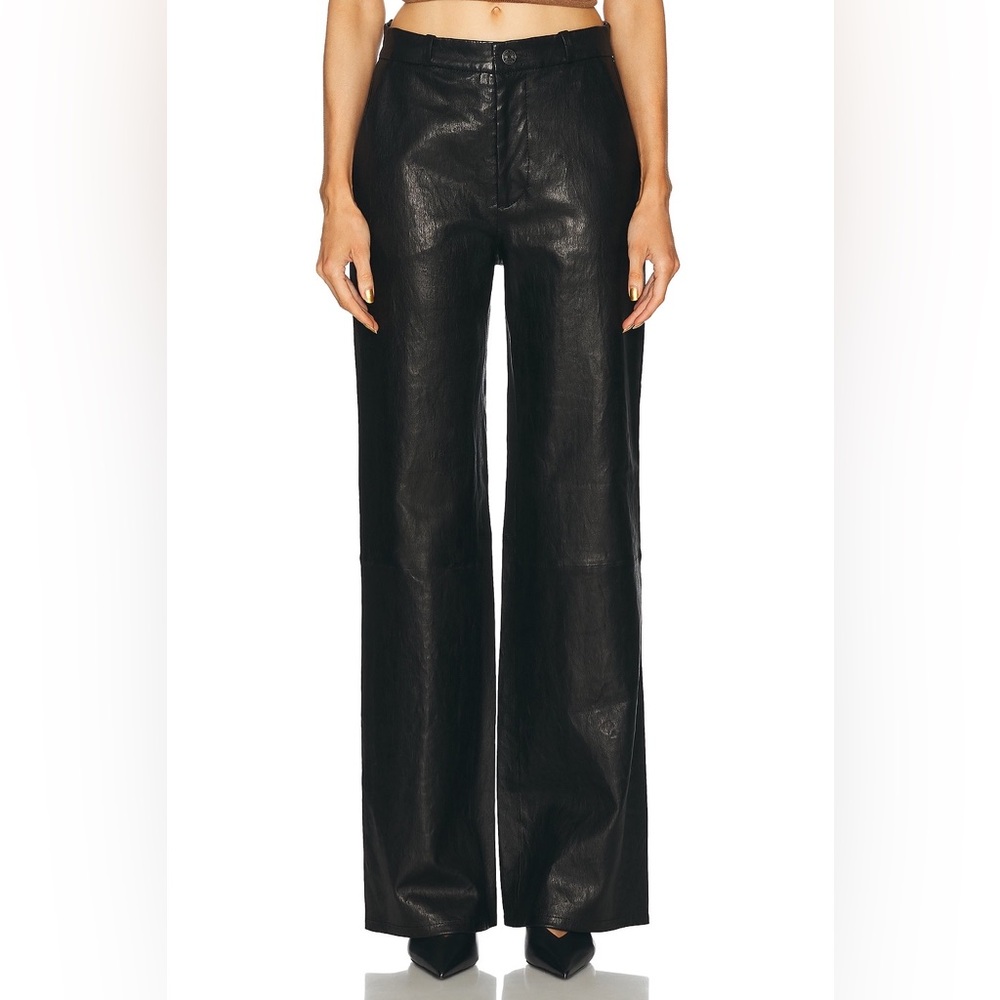 NWT $1298 Frame High-rise Leather Wide Leg Pants